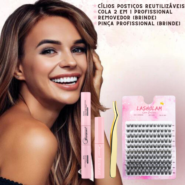 Kit Completo para Extensão de Cílios em Casa LashGlam (SÓ HOJE: REMOVEDOR + PINÇA DE BRINDE)