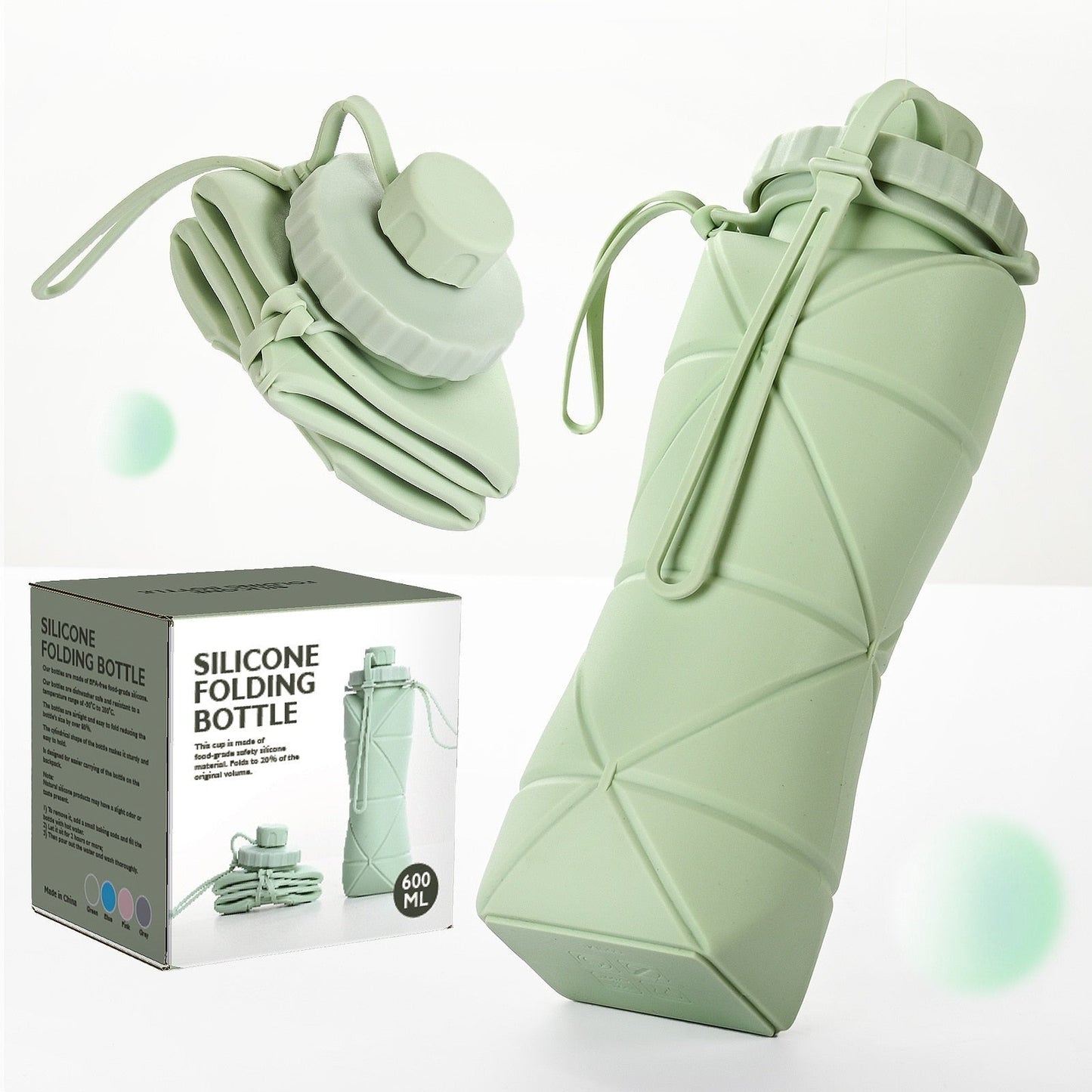 Garrafa Squeeze Dobrável de Silicone 600ml