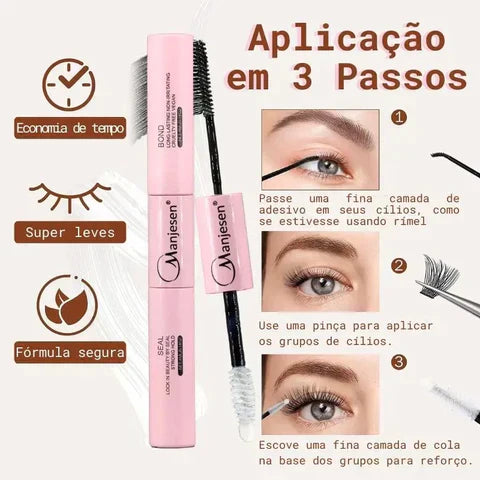 Kit Completo para Extensão de Cílios em Casa LashGlam (SÓ HOJE: REMOVEDOR + PINÇA DE BRINDE)